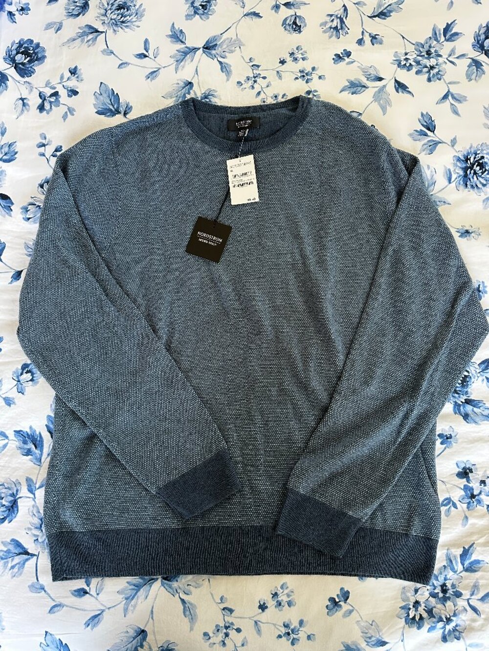 Nordstrom Men's Birdseye Crew Neck Sweater – Blue – Size XL